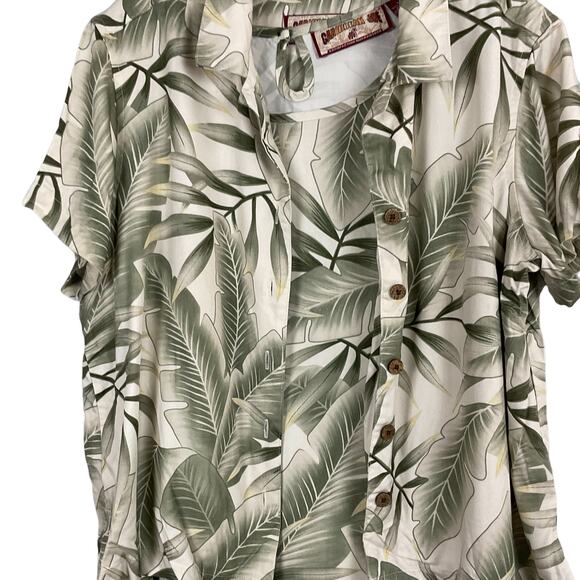 Caribbean Joe Maxi Dress Sheath Column Hawaiian Shirt Jacket Large Fern Tropical - Picture 12 of 15